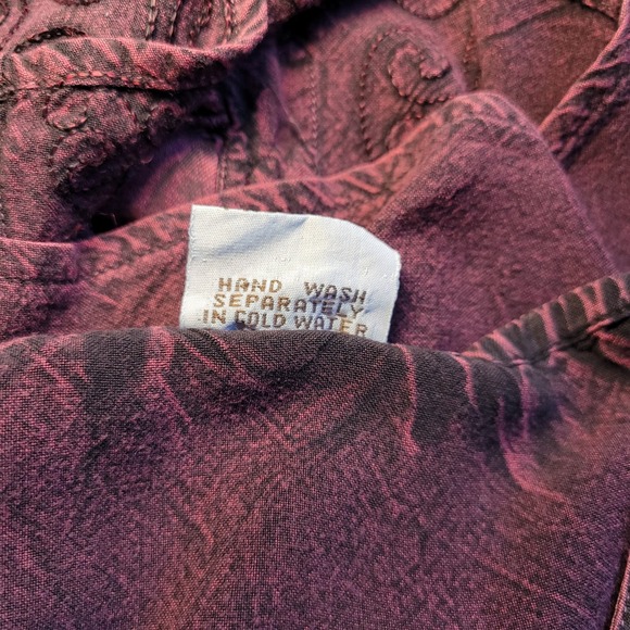 Vintage free size burgundy dark red embroidered tank top whimsigoth boho vampy - Picture 6 of 8